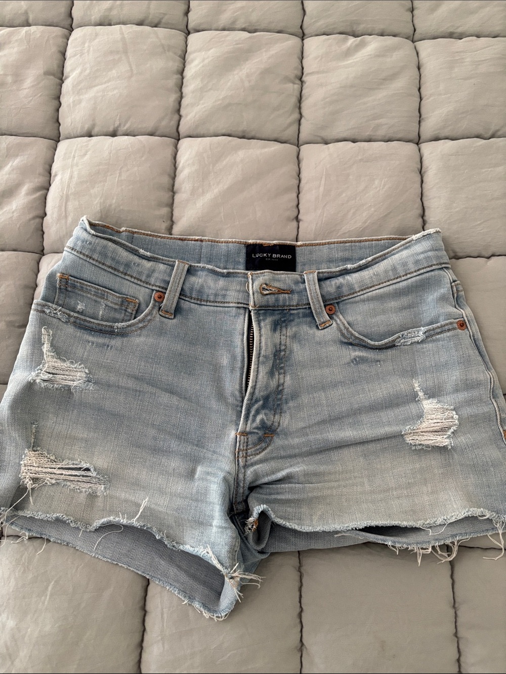 Lucky Brand Light Wash Distressed Denim Cutoff Shorts